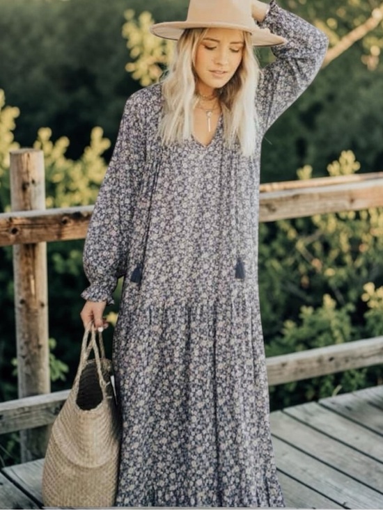 Carly Jean Los Angeles Dresses & Skirts - Carly Jean Los Angeles CJLA LAUREL Maxi Dress Blue XL